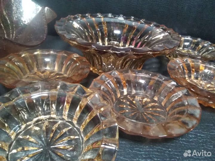 Ваза с розетками Карамельное стекло. СССР. Новые