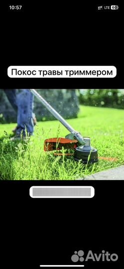 Покос травы триммером