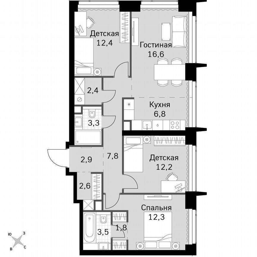 3-к. квартира, 84,6 м², 20/60 эт.