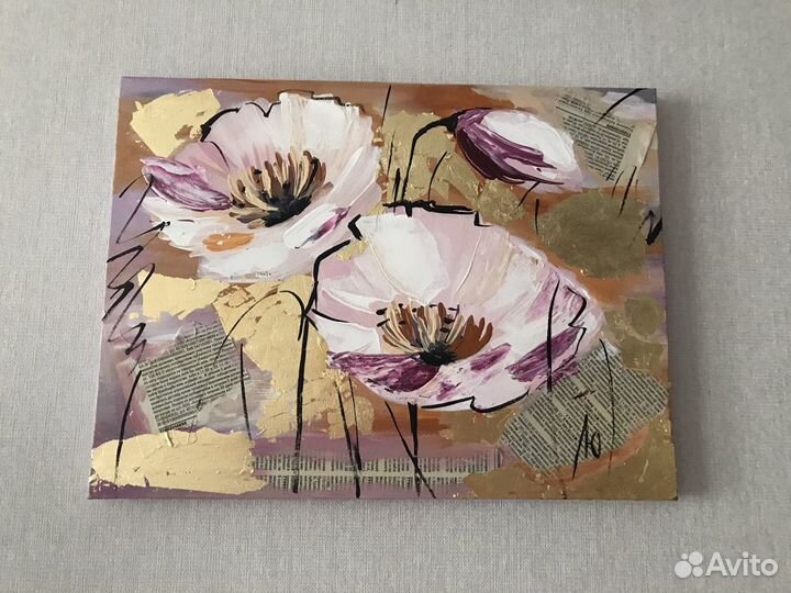 Картина Белые Маки 30*40 акрил