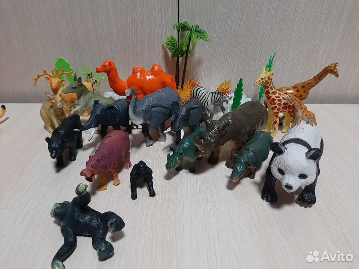 Игрушки домашние животные дикие набор ферма