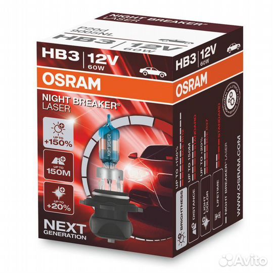 Лампа osram night breaker laser (12V, 60W) HB3