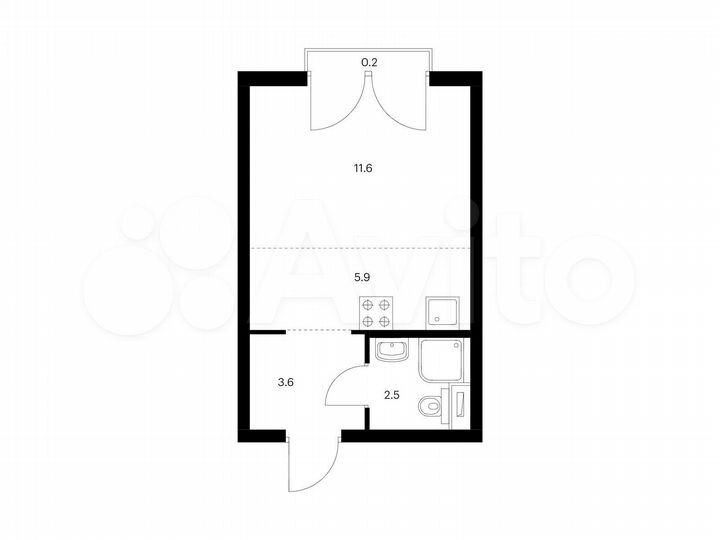 Квартира-студия, 23,8 м², 6/33 эт.
