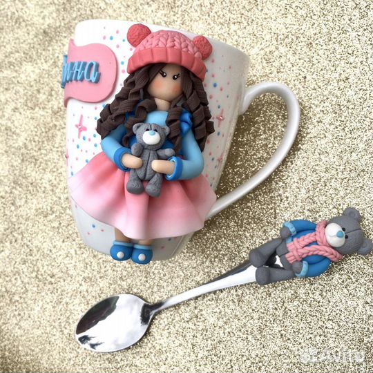 Кружечки с декором из полимерной глины