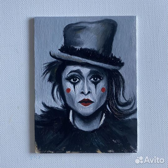 Картина маслом клоунесса, старый цирк 15*20