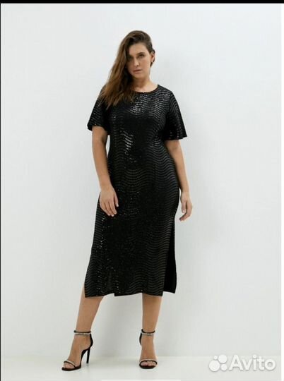 Длинное вечернее платье с пайетками, размер 50