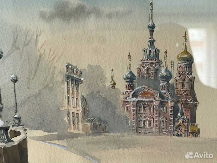 Картина акварелью в раме Санкт-Петербург