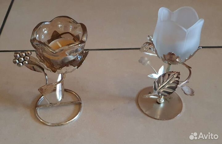 Подсвечники стекло и металл