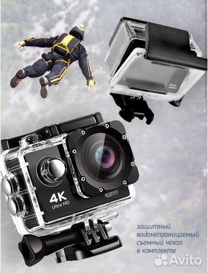 Экшн камера 4k водонепроницаемая 16MP