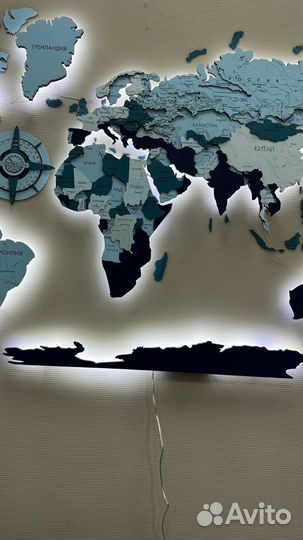 Карта мира на стену с подсветкой и без подсветки