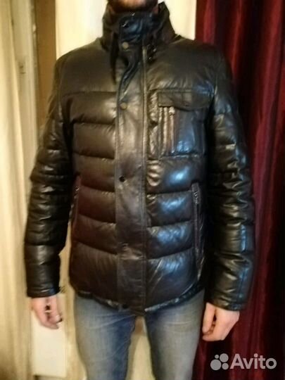 Пуховик кожаный