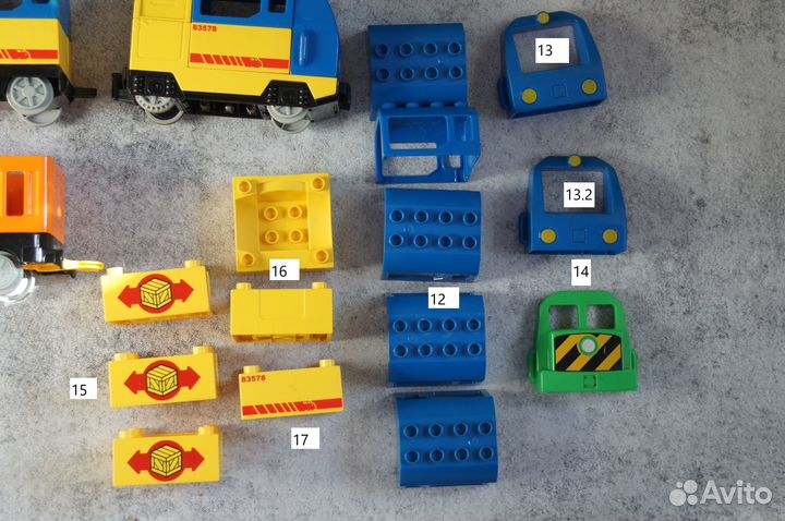 Поезд Лего Дупло в деталях поштучно