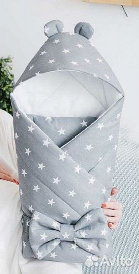 Конверт-одеяло на выписку с шапочкой