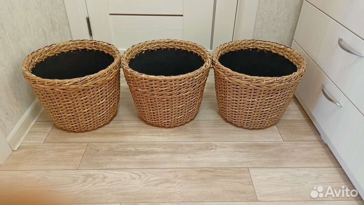 Набор кашпо из экоротанга