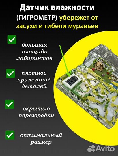 Муравьиная ферма (Формикарий) Стандарт Гигрометр