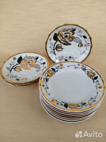 Пирожковые тарелки и блюдца Золотая Роза Вербилки