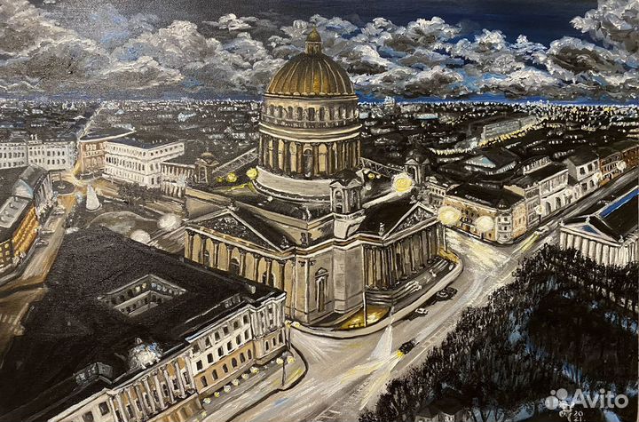 Санкт-Петербург Картина Маслом ночной пейзаж
