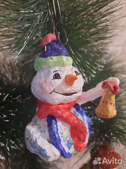 Ватная ёлочная игрушка Снеговик