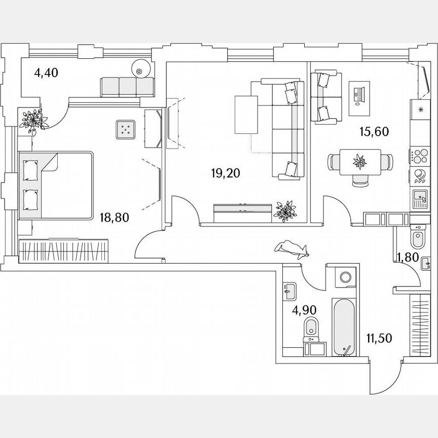 2-к. квартира, 30,9 м², 11/13 эт.