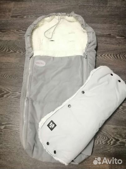 Конверт зимний на натуральной овчине+муфта