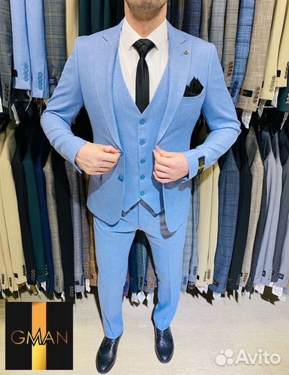 Мужской костюм небесный на свадьбу