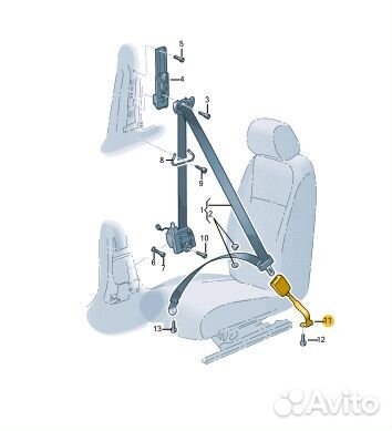 Ответная часть ремня безопасности передняя правая