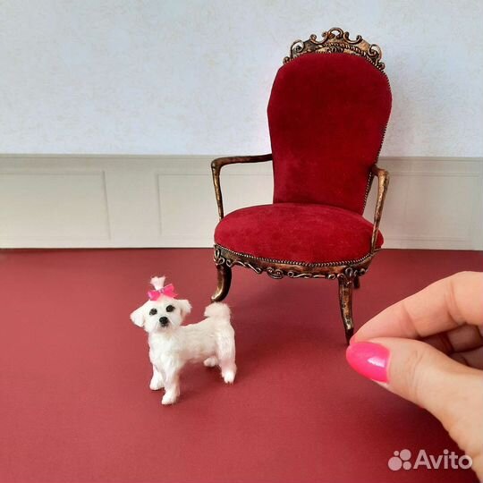 Собака Мальтезе ручной работы, миниатюра