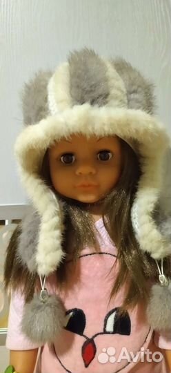 Вязаная норковая шапка женская