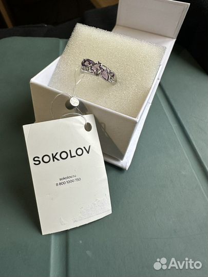 Кольцо sokolov серебро 925 проба с феанитами