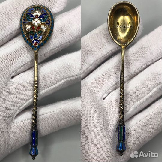 Ложка серебрянная 88 проба. эмаль. редкость