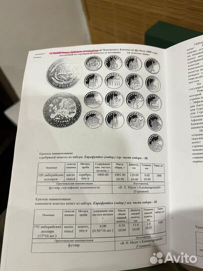 Набор монет Либерии «Чемпионат Европы по футболу