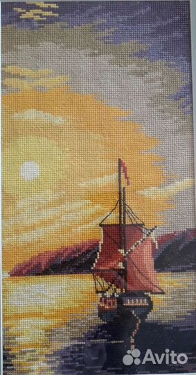 Картина вышивка крестом корабль