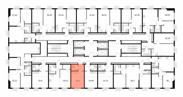 Квартира-студия, 20,1 м², 7/33 эт.