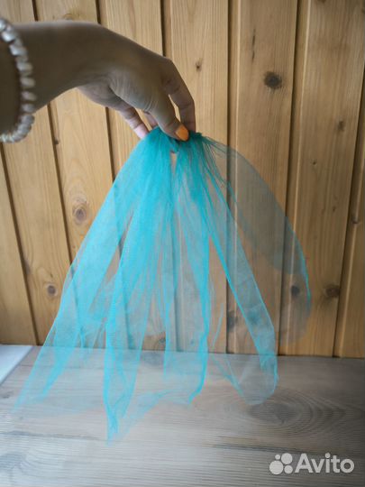 Зелёная фата на девичник короткая