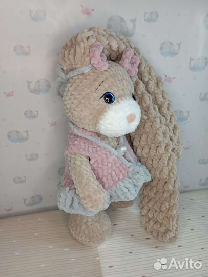 Вязаный заяц плюшевая игрушка ручная работа