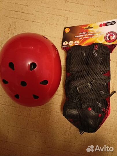 Роликовые коньки детские, шлем и защита