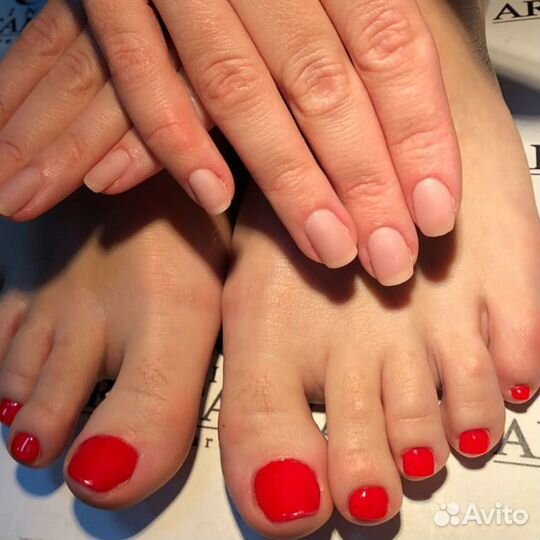Маникюр педикюр с покрытием гель лаком