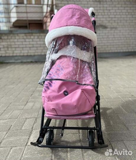 Санки-коляска Ника 7-5К розовая шишка