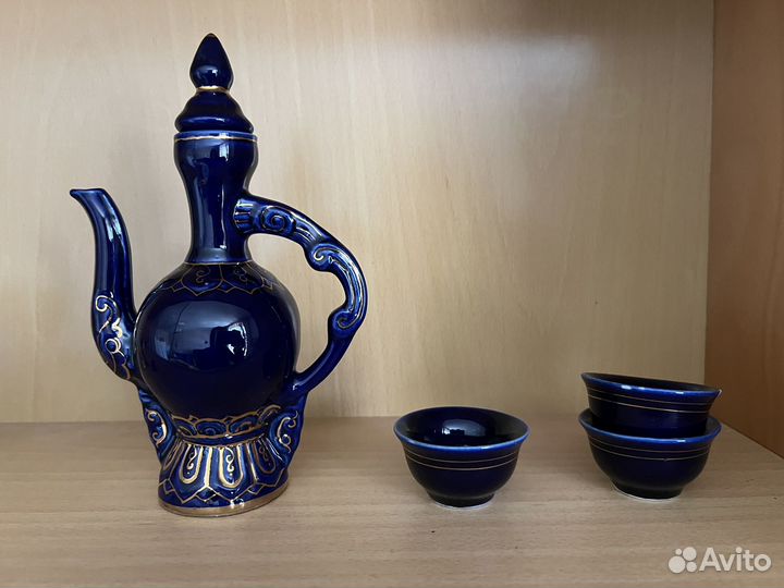 Кувшин с пиалами для саке. Кобальт СССР