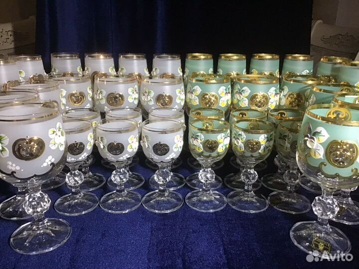 Фужеры рюмки хрусталь Рококо Чехия Богемия