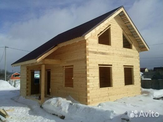 Сруб из проф. бруса 6х8 м. под усадку