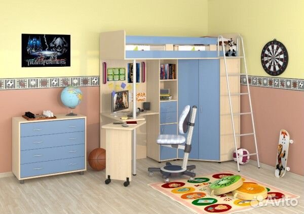 Детская кровать чердак Теремок-М85