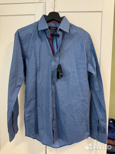 Рубашка мужская классическая с красным кантом