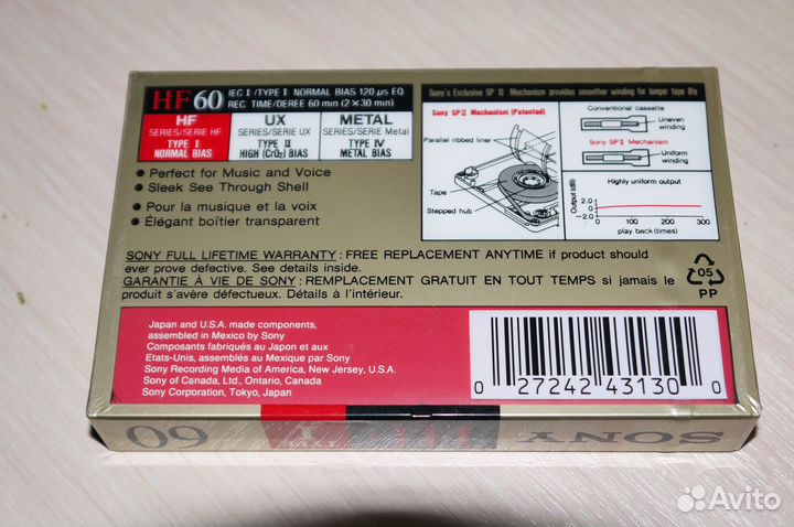 Запечатанная аудиокассета sony HF60
