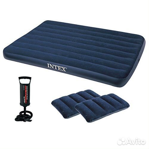 Двуспальный матрас Intex 68765 + насос и 2 подушки