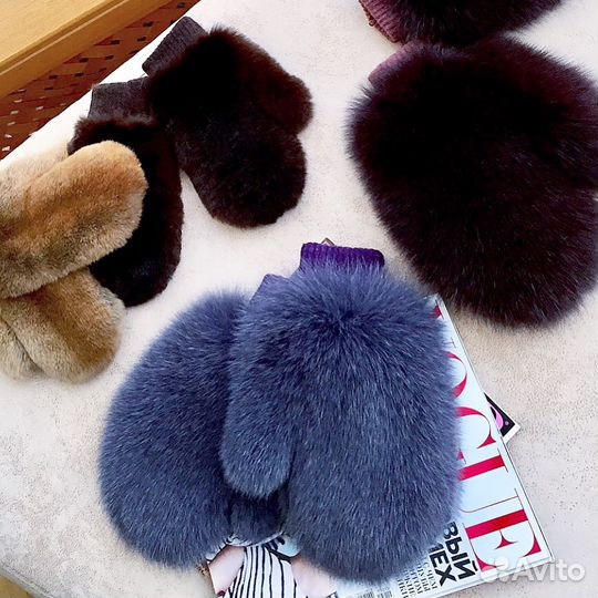 Перчатки/ Варежки с мехом натуральным