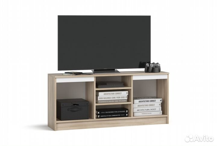 Тумба под телевизор Сплит 120 Сонома, Белый снег