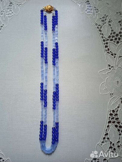 Бусы двухрядные сатиновое стекло