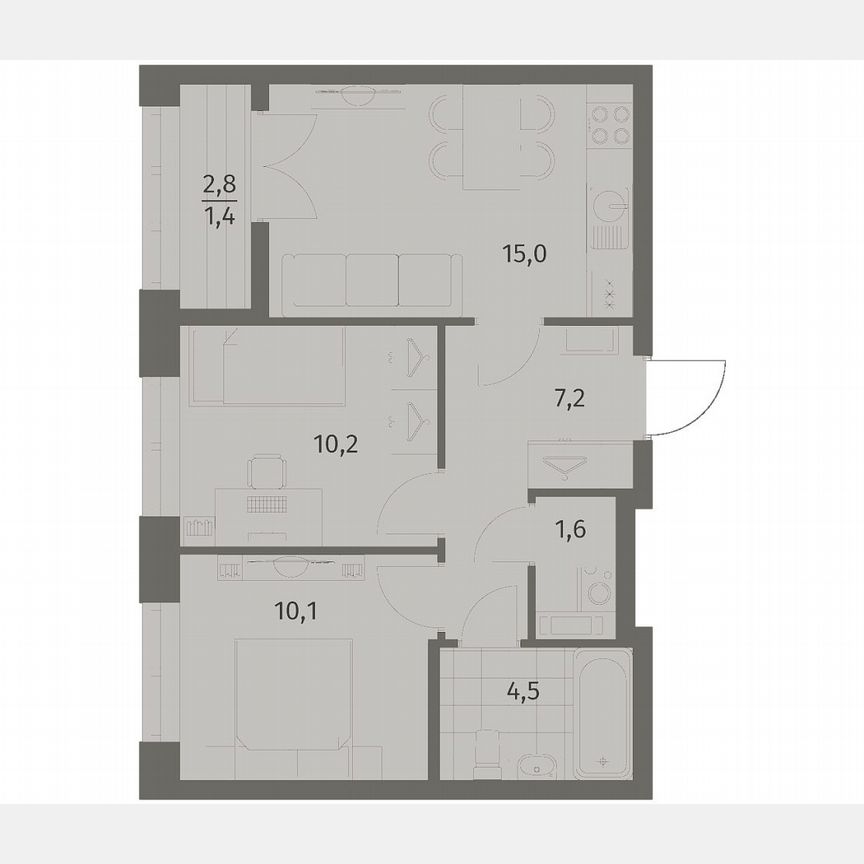 2-к. квартира, 50 м², 9/11 эт.