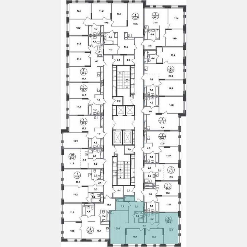 3-к. квартира, 84,4 м², 4/20 эт.